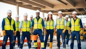 Patente a crediti: gruppo di lavoratori di un cantiere edile