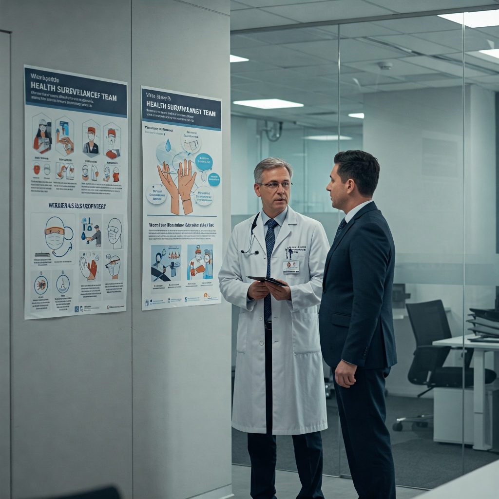 visita medica del lavoro in ritardo: datore di lavoro e medico competente che discutono